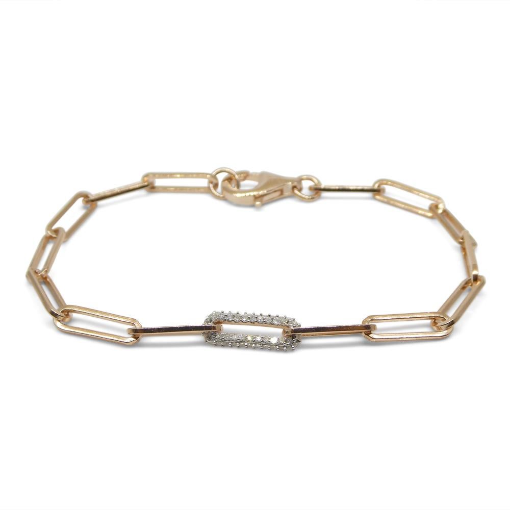 0.15ct Diamond Paperclip Chain Bracelet set in 14k Pink/Rose Gold Vermeil 0.925 For Sale 13