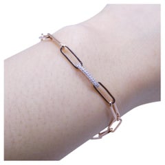 Bracelet en chaîne de 0.15ct Diamond Paperclip serti en 14k Vermeil or rose/rose 0.925