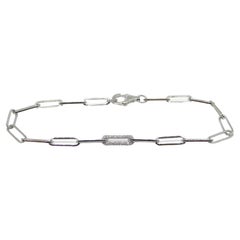 Pulsera de cadena clip con diamantes de 0,15 ct, engastada en oro blanco de 14k Vermeil 0,925