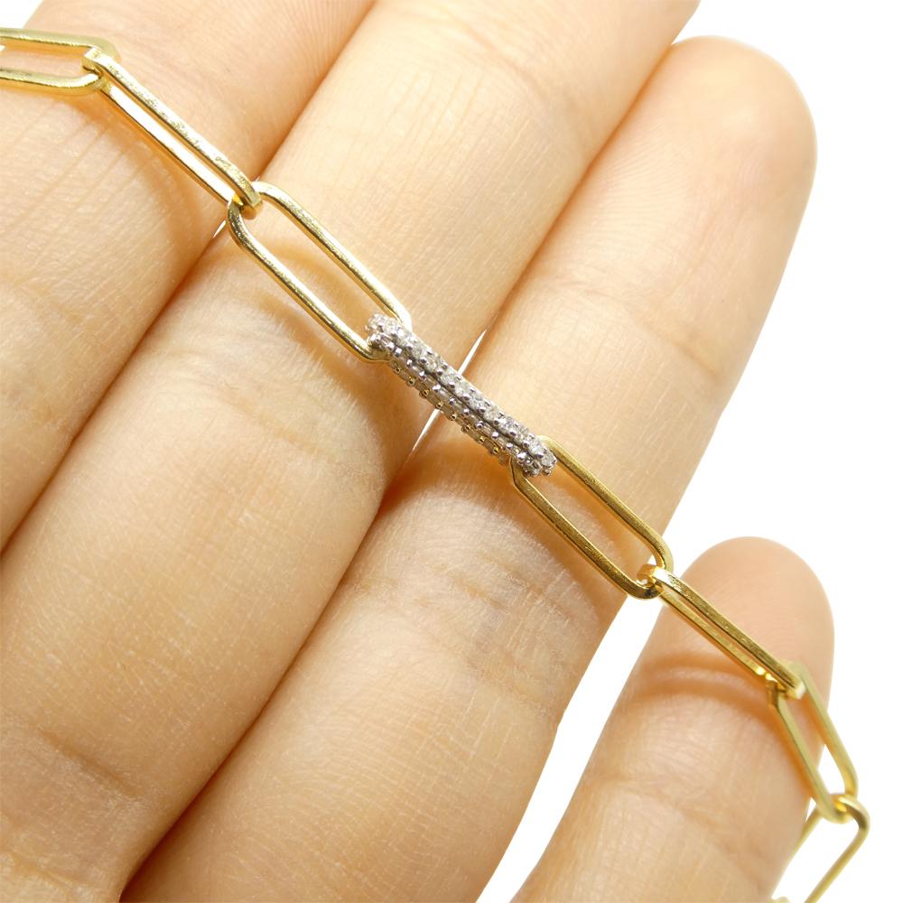 0.15ct Diamond Paperclip Chain Bracelet set in 14k Yellow Gold Vermeil 0.925 For Sale 4