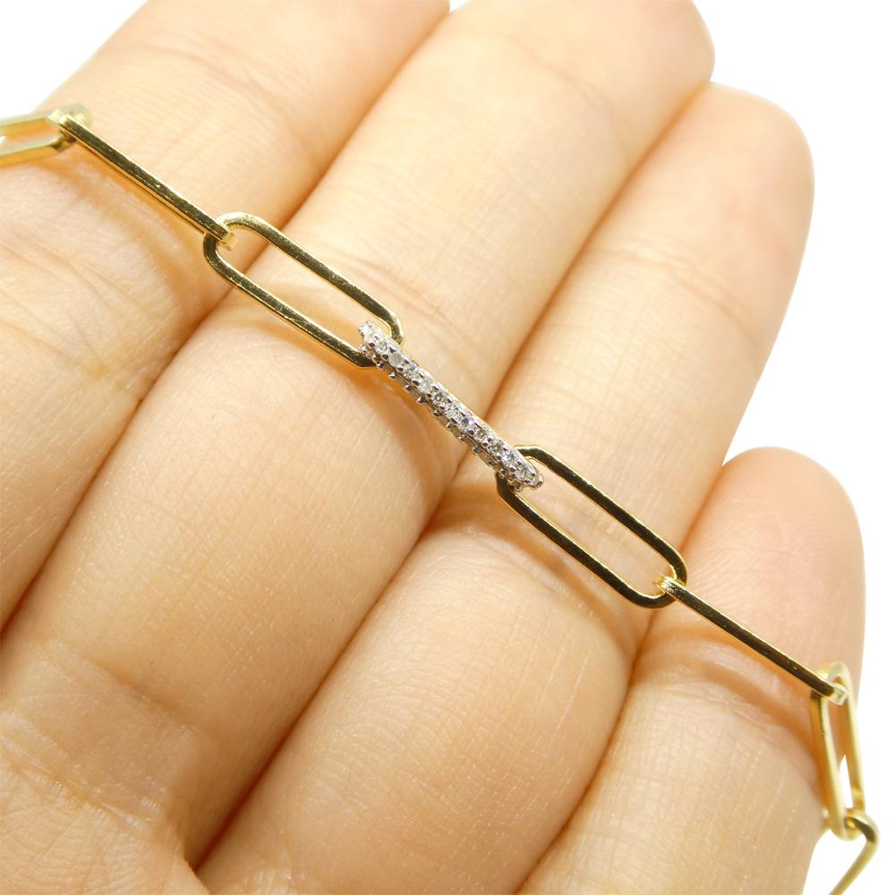 Armband mit 0,15 Karat Diamanten und Papierclips aus 14 Karat Gelbgold Vermeil 0.925 5