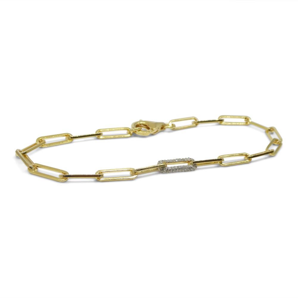 0.15ct Diamond Paperclip Chain Bracelet set in 14k Yellow Gold Vermeil 0.925 For Sale 8