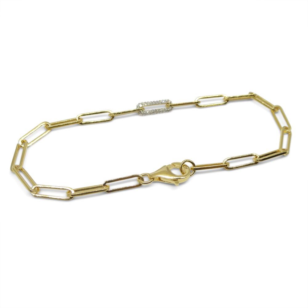 0.15ct Diamond Paperclip Chain Bracelet set in 14k Yellow Gold Vermeil 0.925 For Sale 10