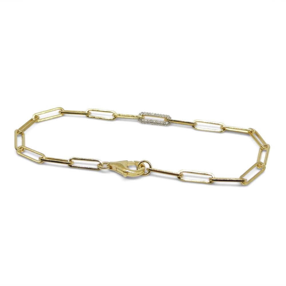0.15ct Diamond Paperclip Chain Bracelet set in 14k Yellow Gold Vermeil 0.925 For Sale 11