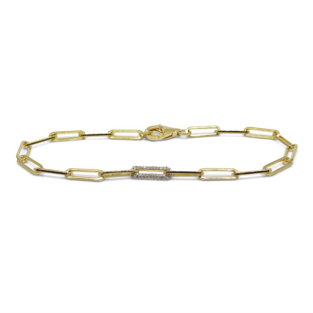 Introducing the 0.15ct Diamond Paperclip Chain Bracelet, a stunning piece of jewelry that effortlessly combines elegance and contemporary style. Crafted with meticulous attention to detail, this bracelet is set in 0.925 yellow gold vermeil, ensuring