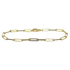 0.15ct Diamond Paperclip Chain Bracelet en or jaune 14k Vermeil 0.925