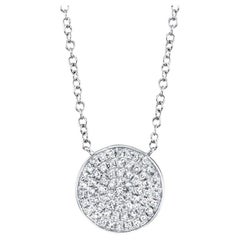 0.15ct Diamond Pave Disc Circle Pendant Necklace