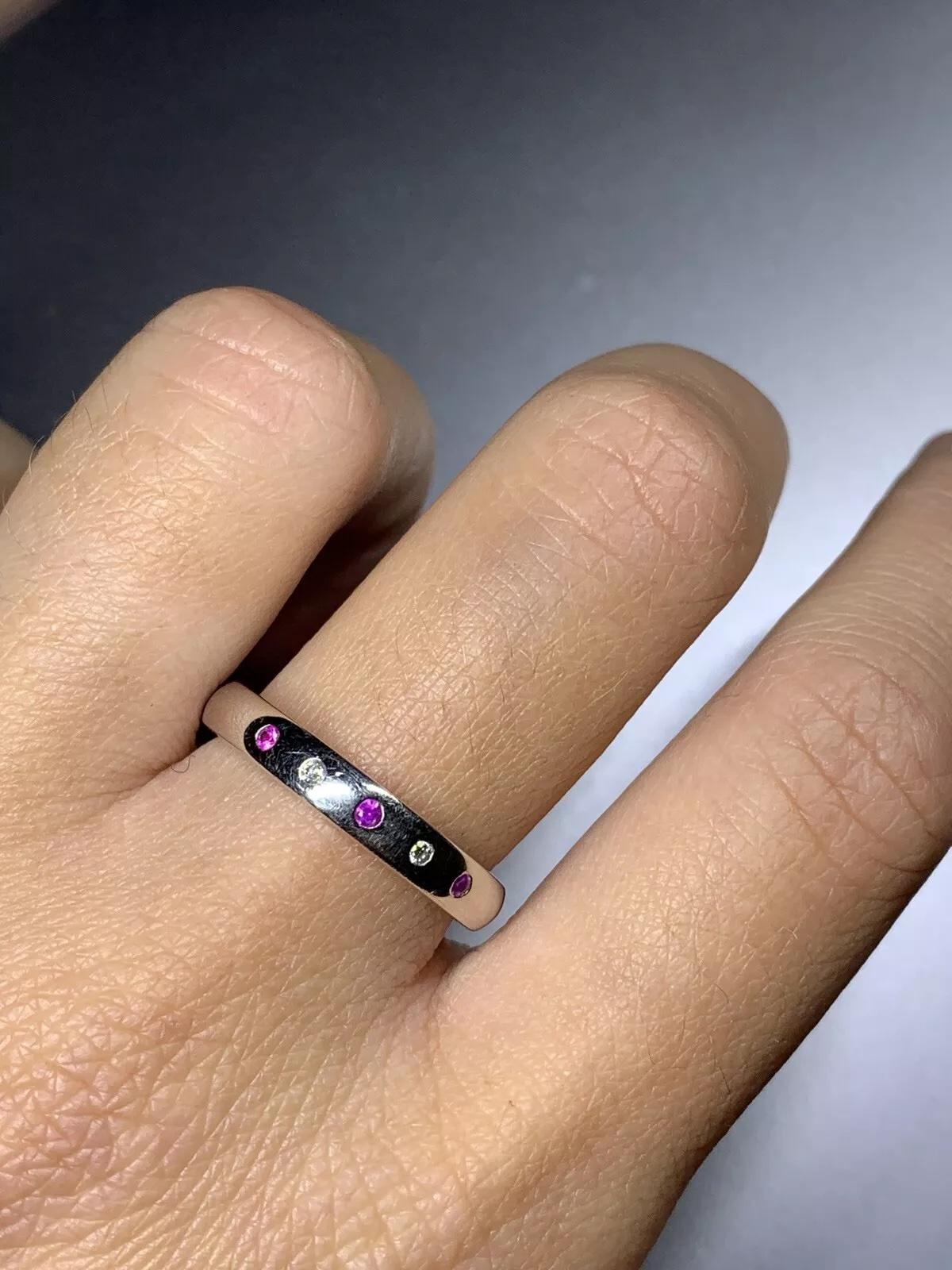 Bague de fiançailles solitaire d'éternité en or blanc 18 carats avec saphir et diamant 0,15 carat Unisexe en vente