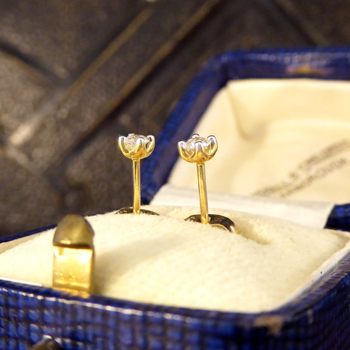 0.15ct Diamond Stud Earrings in 18ct Yellow Gold For Sale 2