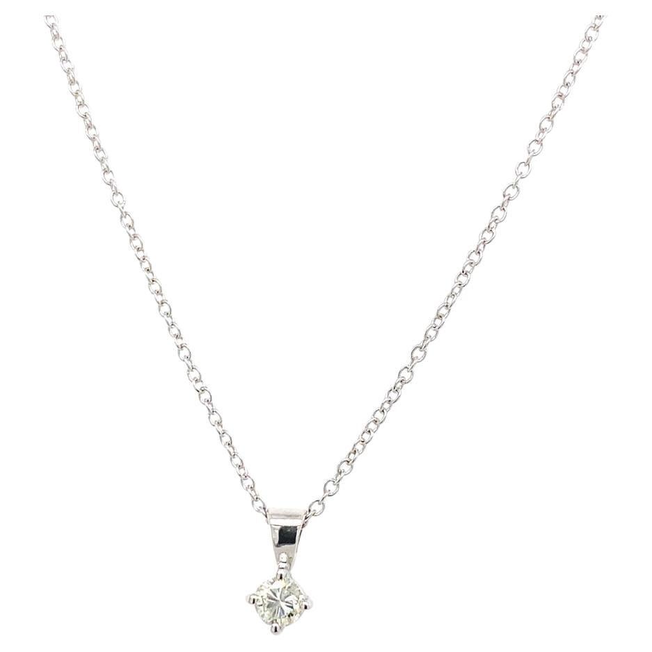 0.15ct J/K Victorian Cut Diamond Solitaire Pendant on Chain in 9ct White Gold For Sale