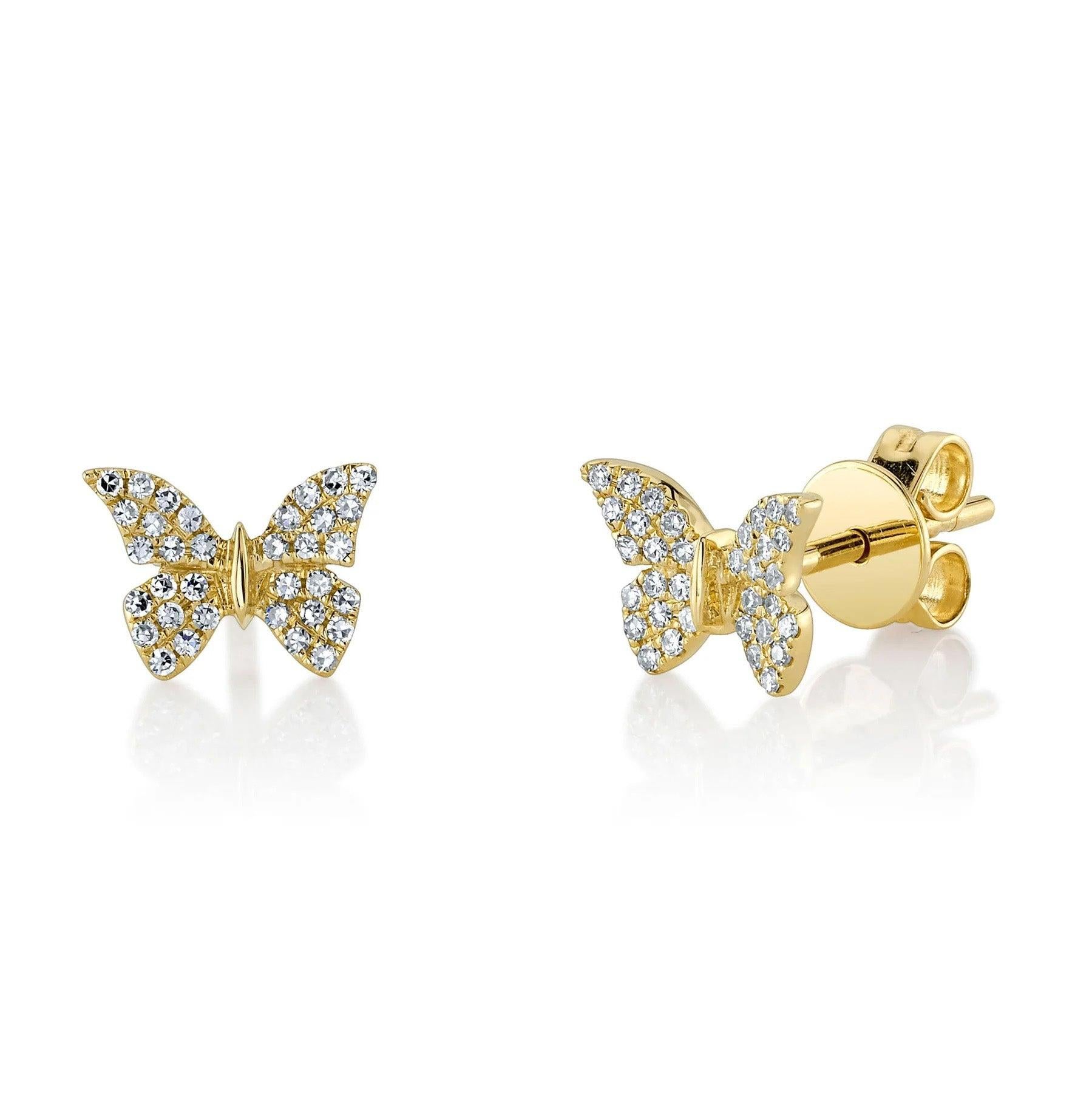 0.15ct Round Brilliant Cut Diamond Butterfly Stud Earrings For Sale