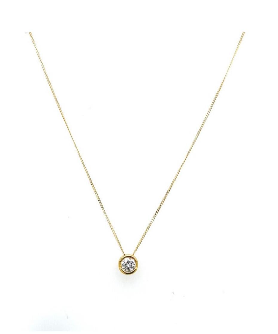 Colgante de diamante redondo de 0,15 ct con engaste Rubover en oro amarillo de 18 ct en Excelente estado para la venta en London, GB