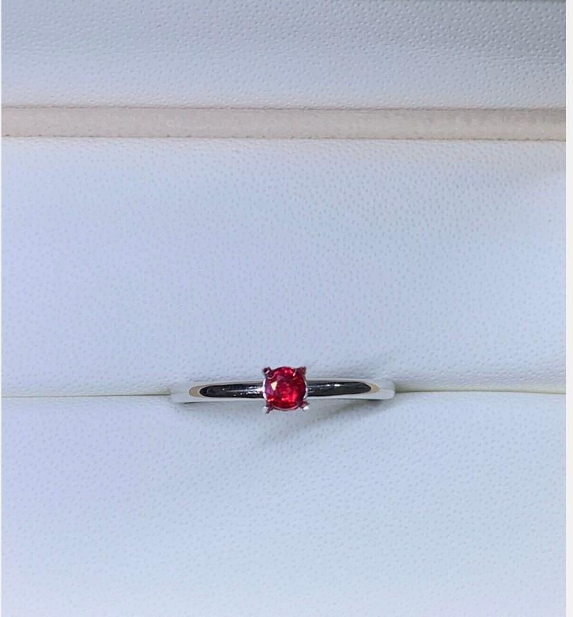 Women's 0.15ct Ruby Burma Solitaire Engagement Ring In Platinum For Sale