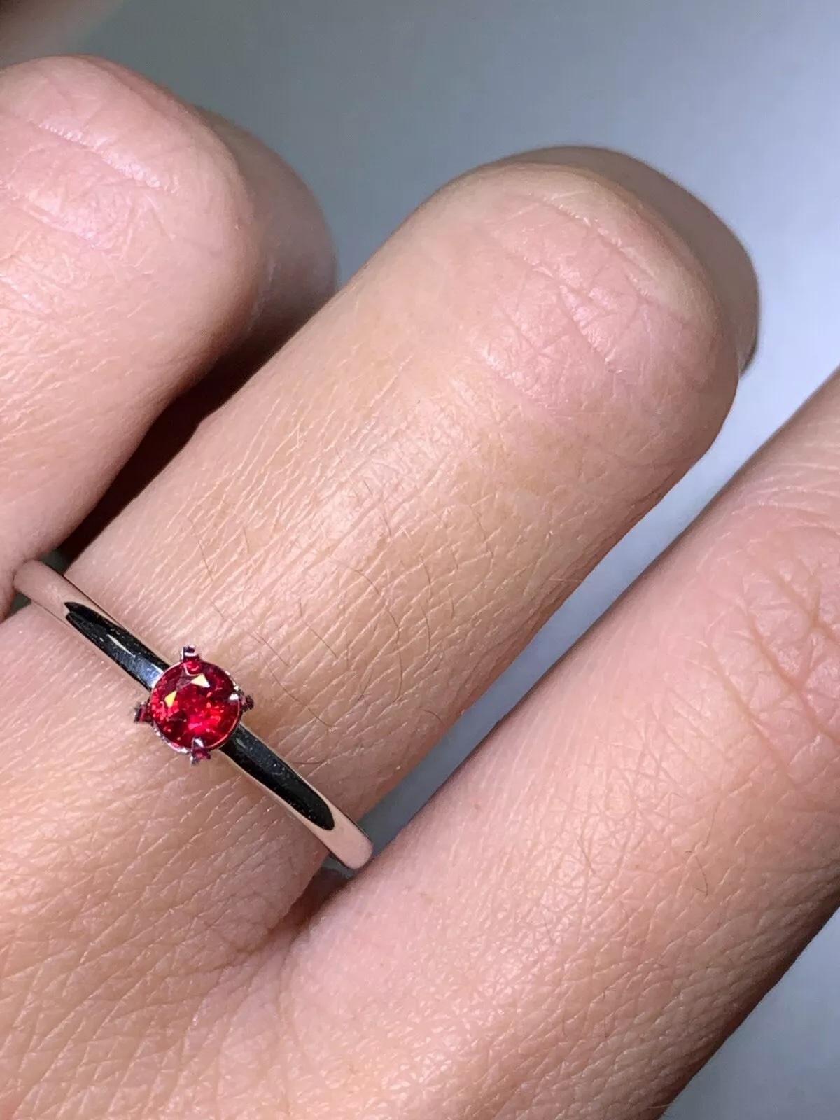 0.15ct Ruby Burma Solitaire Engagement Ring In Platinum For Sale 1