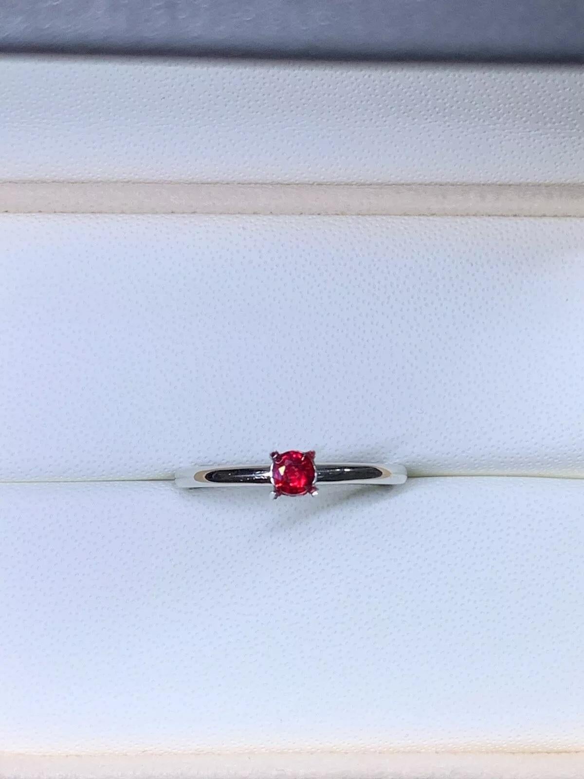 0.15ct Ruby Burma Solitaire Engagement Ring In Platinum