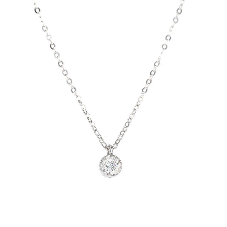 0.15ct Solitaire Diamond Bezel Necklace In New Condition For Sale In Kowloon, HK