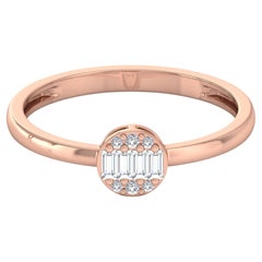 0,15cts SI Claridad HI Color Anillo Promesa Diamante Baguette Oro Rosa 18 Kilates