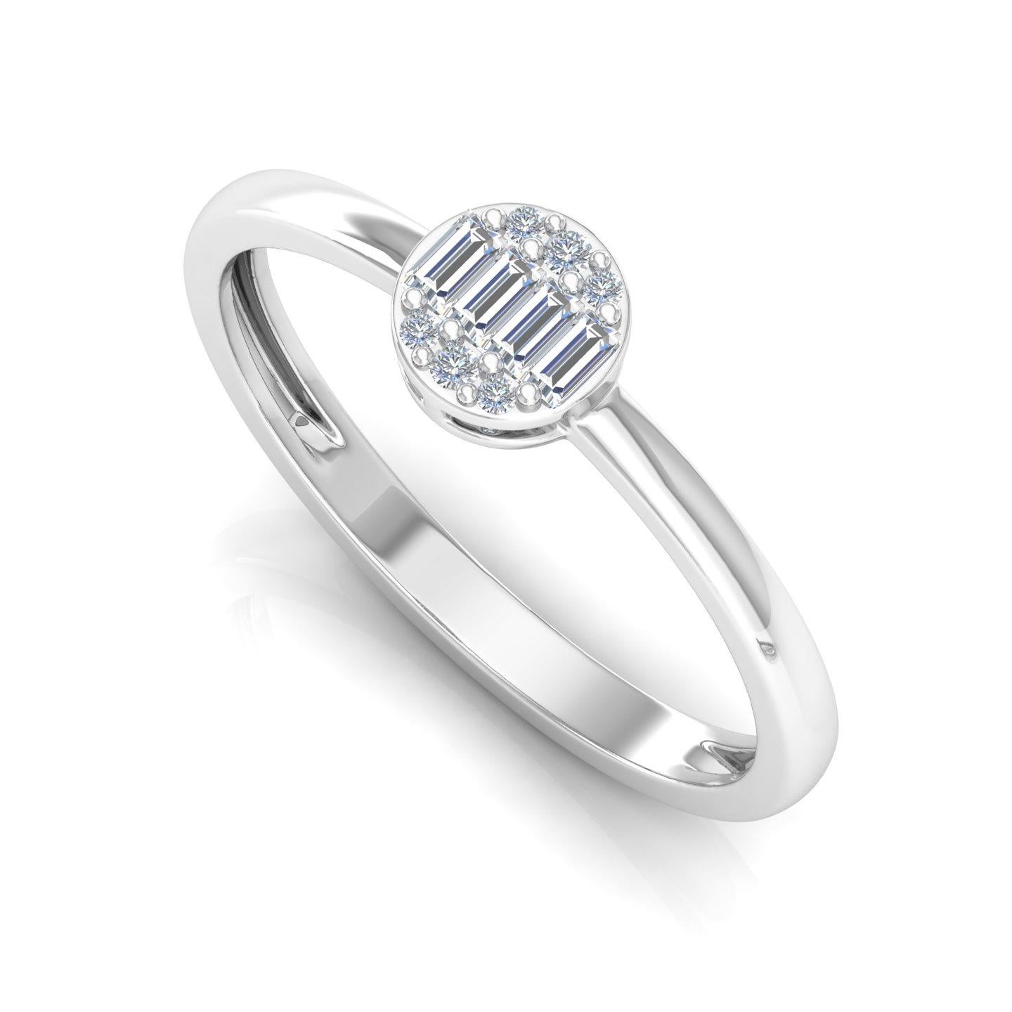En venta: 0,15cts SI Claridad HI Color Anillo de Promesa de Diamantes Baguette 18 Kilates Oro Blanco  2