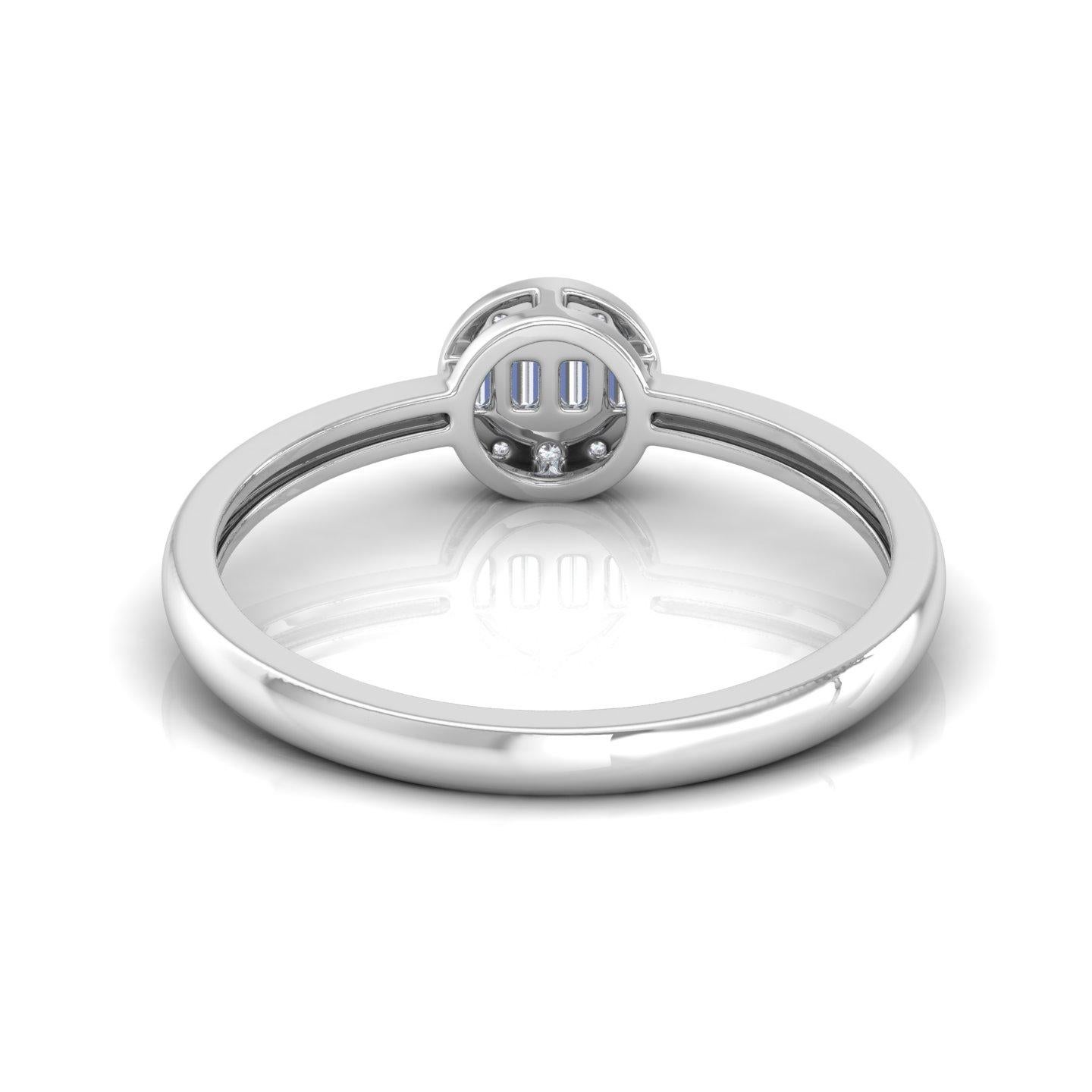 En venta: 0,15cts SI Claridad HI Color Anillo de Promesa de Diamantes Baguette 18 Kilates Oro Blanco  3