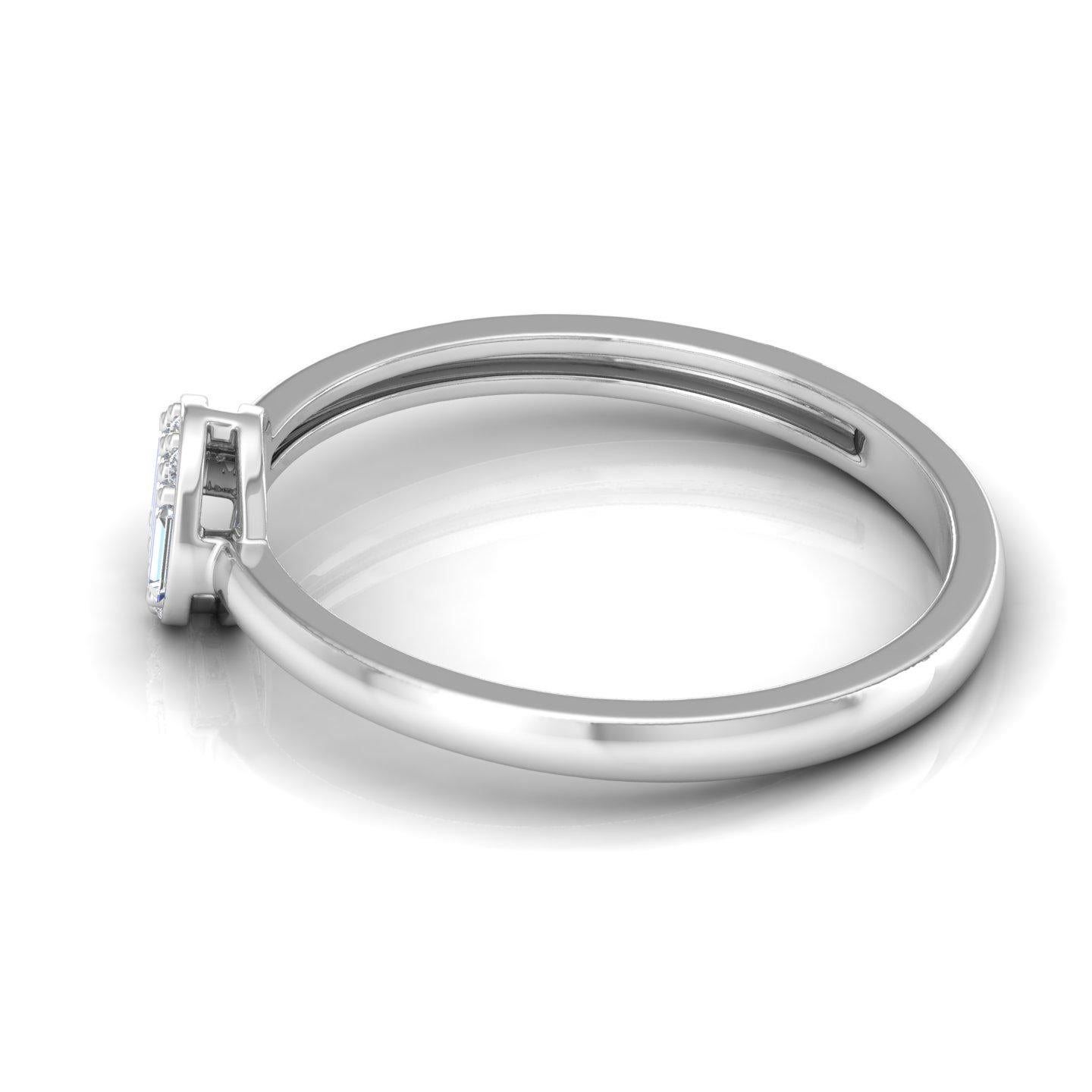 En venta: 0,15cts SI Claridad HI Color Anillo de Promesa de Diamantes Baguette 18 Kilates Oro Blanco  4