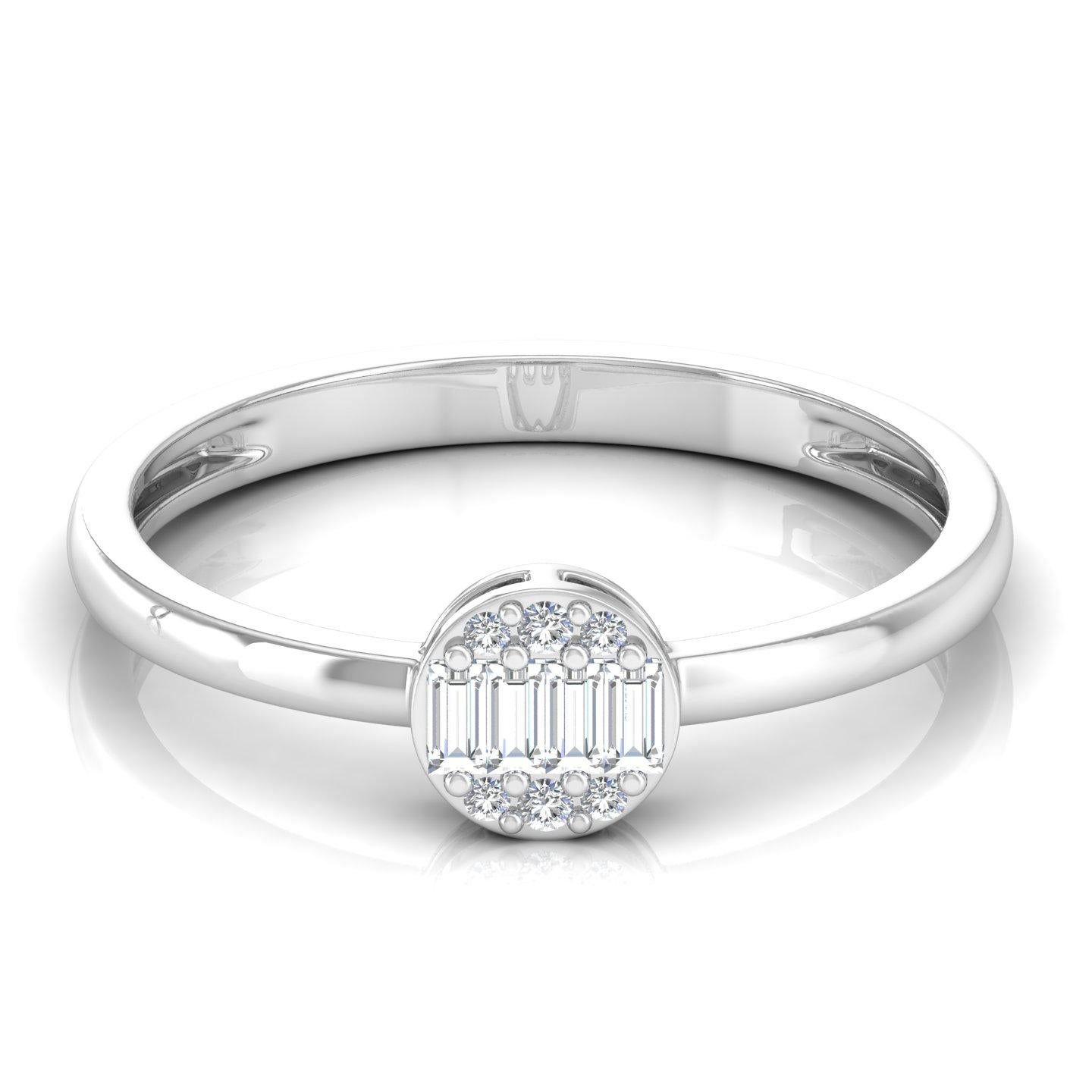 En venta: 0,15cts SI Claridad HI Color Anillo de Promesa de Diamantes Baguette 18 Kilates Oro Blanco  5