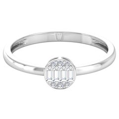 0,15cts SI Claridad HI Color Anillo de Promesa de Diamantes Baguette 18 Kilates Oro Blanco