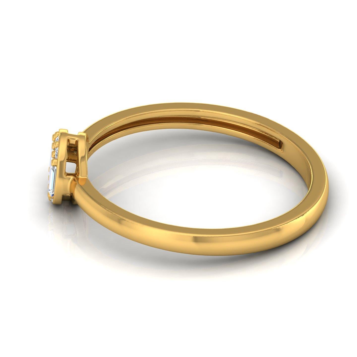 in vendita:  0,15cts SI Clarity HI Color Baguette Diamond Promise Ring Oro giallo 18 carati 4