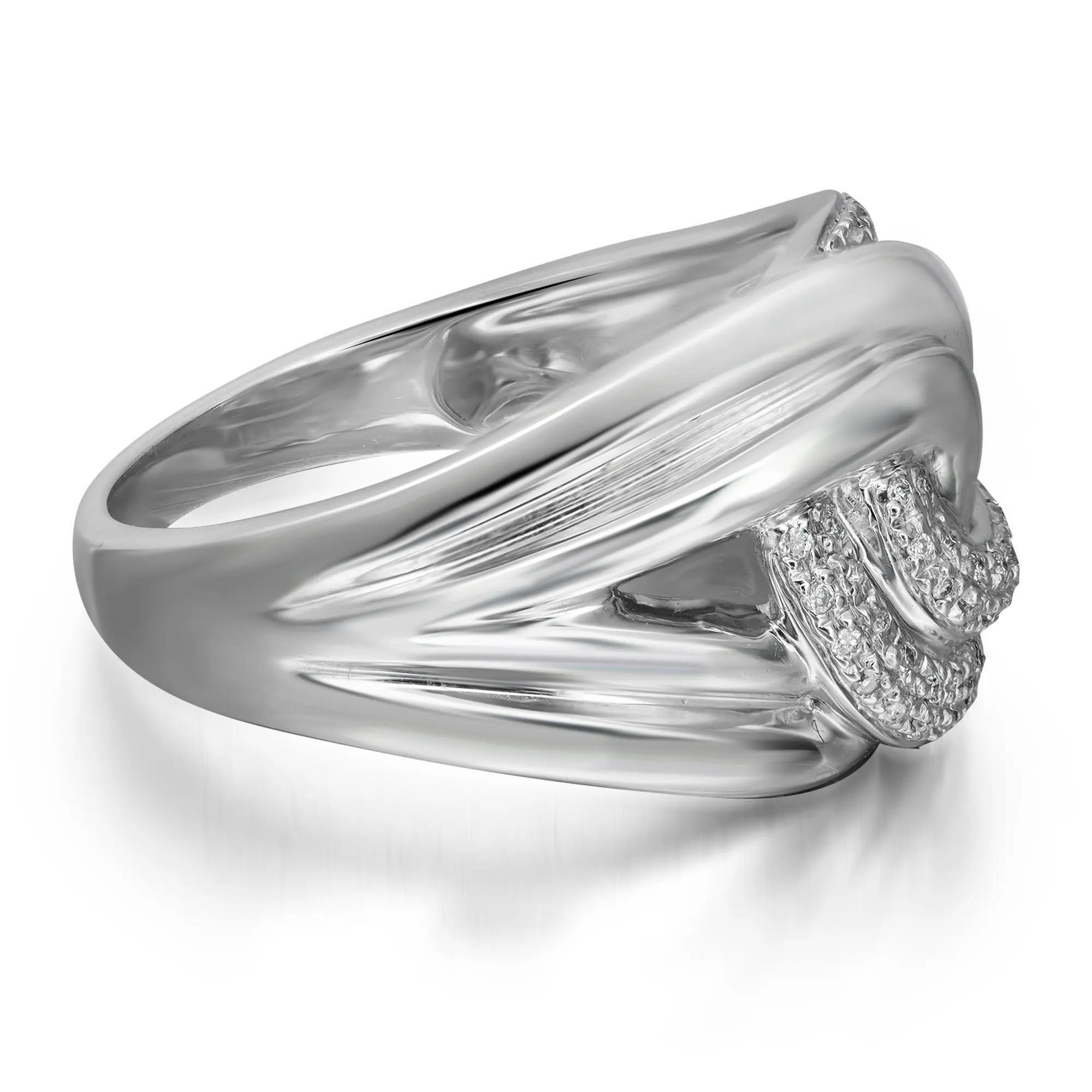 0,15 Gesamtschliff Diamant Statement-Ring 14K Weißgold Größe 7,75 (Moderne) im Angebot