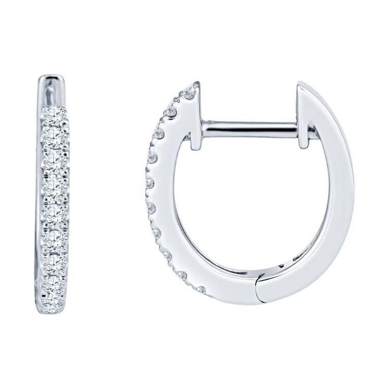 0,15 Karat Weißgold Huggie Creolen mit Diamanten