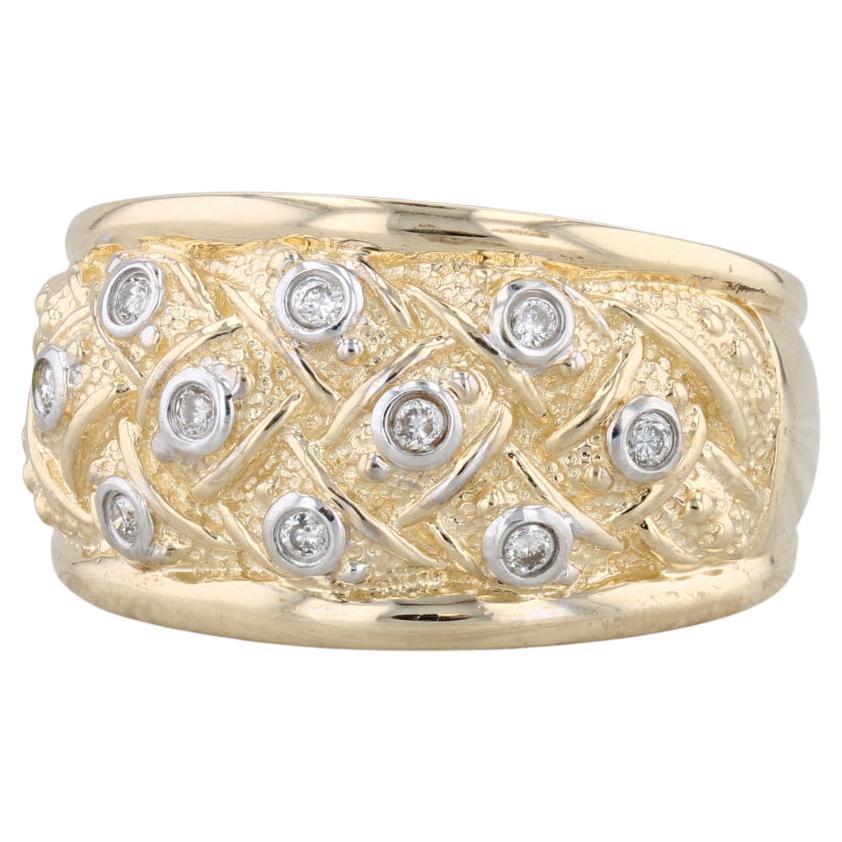 0.15ctw Diamond Basket Weave Ring 14k Yellow Gold Size 7.25
