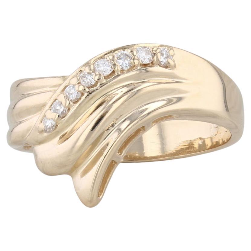 0.15ctw Diamond Bypass Ring 14k Yellow Gold Size 6.75 For Sale