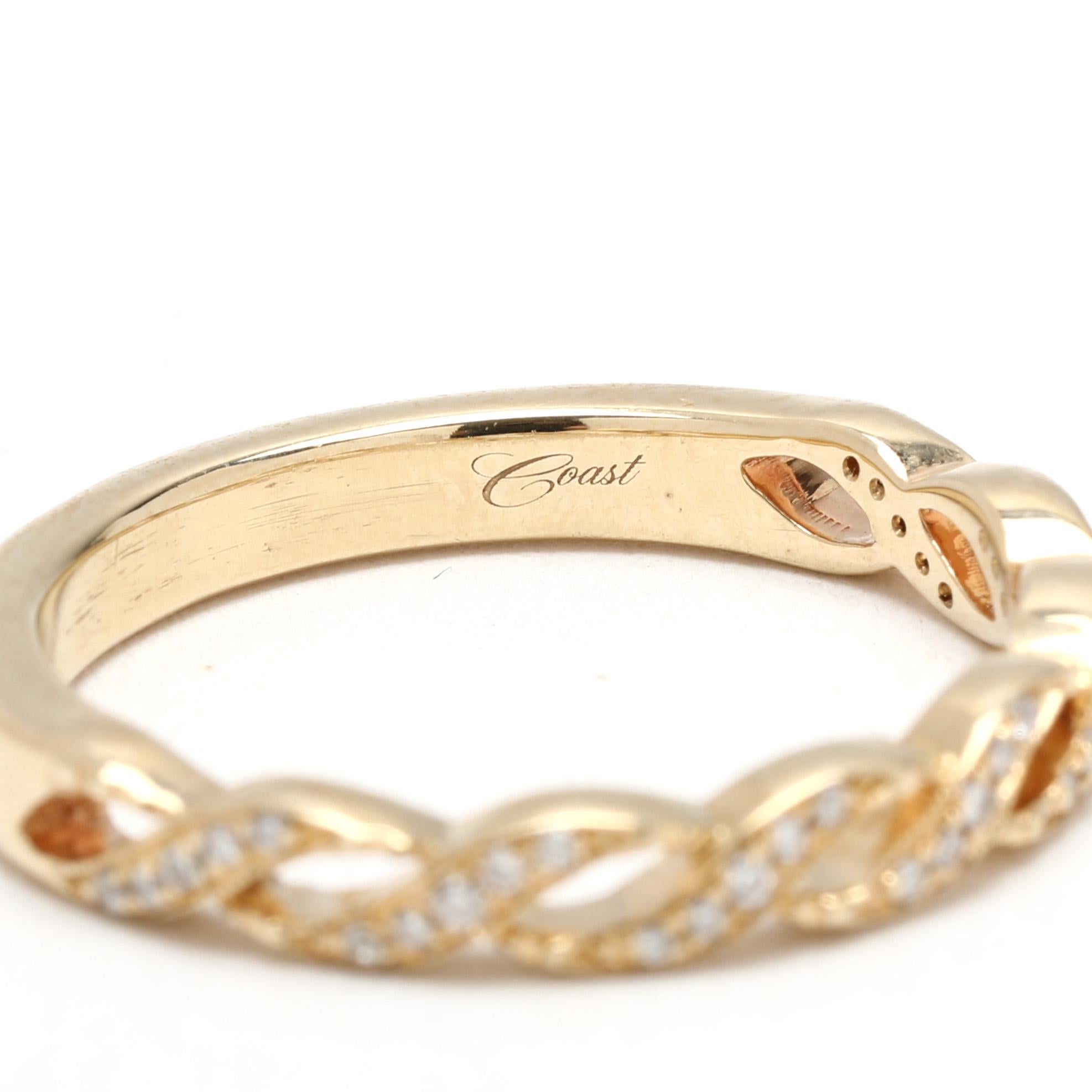 Anello con fascia incrociata di diamanti da 0,15 ct, oro giallo 14k, misura 5,5 in vendita 1