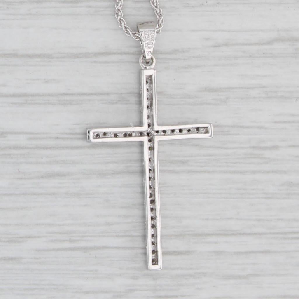 0.15ctw Diamond Cross Pendant 14k White Gold 18