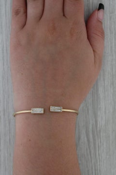 0.15ctw Diamond Cuff Bangle Bracelet 10k Yellow Gold 6.5" Ajustable