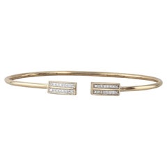 0.15ctw Diamond Cuff Bangle Bracelet 10k Yellow Gold 6.5" Ajustable