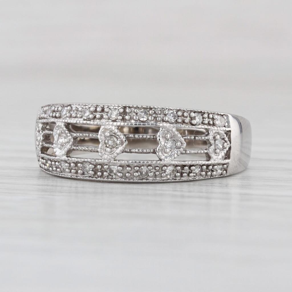 0,15ctw Diamond Hearts Band 14k Weißgold Größe 8,5 Ring