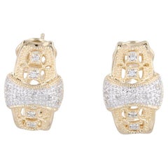 0.15ctw Diamond J-Hook Earrings 14k Gold Omega Back Drops