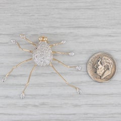 0.15ctw Diamond Large Spider Brooch 14k Yellow White Gold Bug Jewelry
