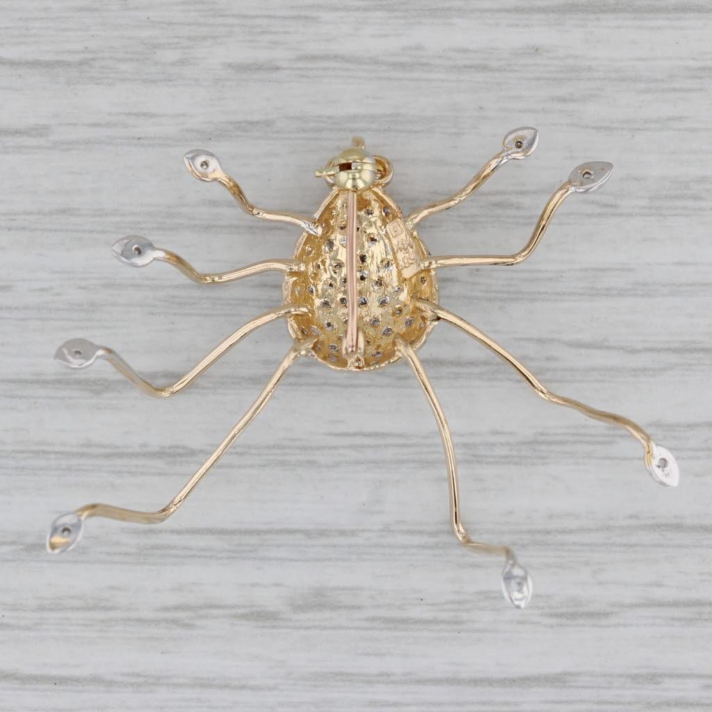 Grande broche araignée en or jaune et blanc 14 carats avec diamant 0,15 carat Unisexe en vente