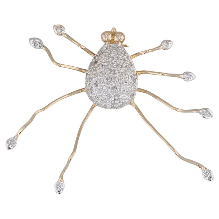 0.15ctw Diamond Large Spider Brooch 14k Yellow White Gold Bug Jewelry