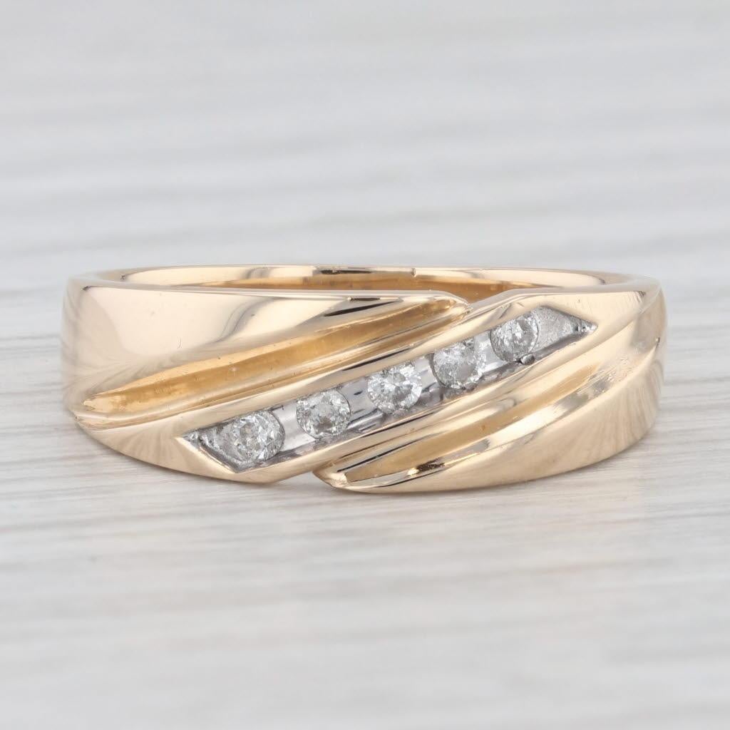 0.15ctw Diamond Men's Wedding Band 14k Yellow Gold Size 8.5 Ring 2