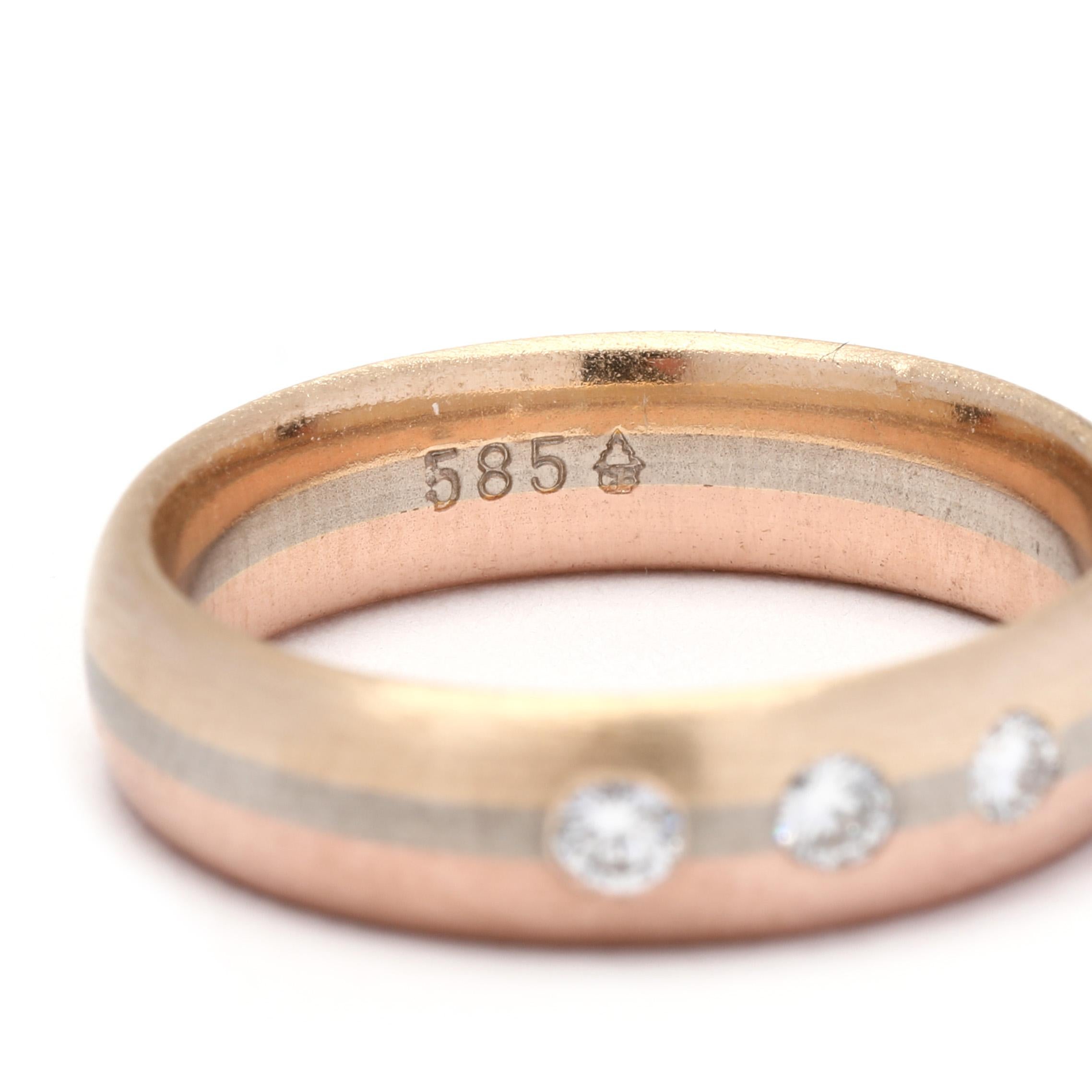 Anillo de oro con banda múltiple de diamantes de 0,15 ctw, oro de 14k, tamaño del anillo 6,75, metales rayados en Bueno estado para la venta en McLeansville, NC