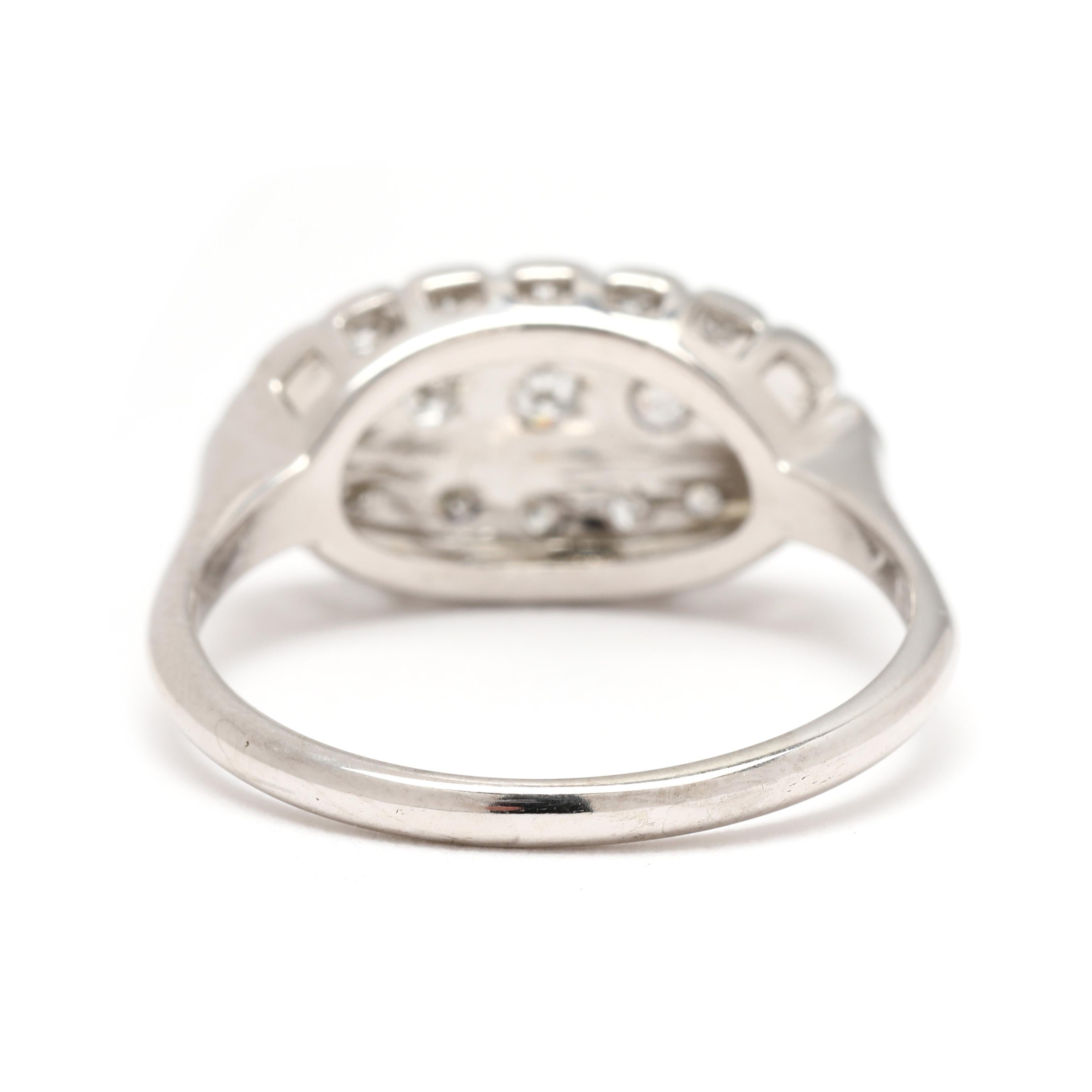 Single Cut 0.15ctw Diamond Princess Ring, 14k White Gold, Ring Size 6.5