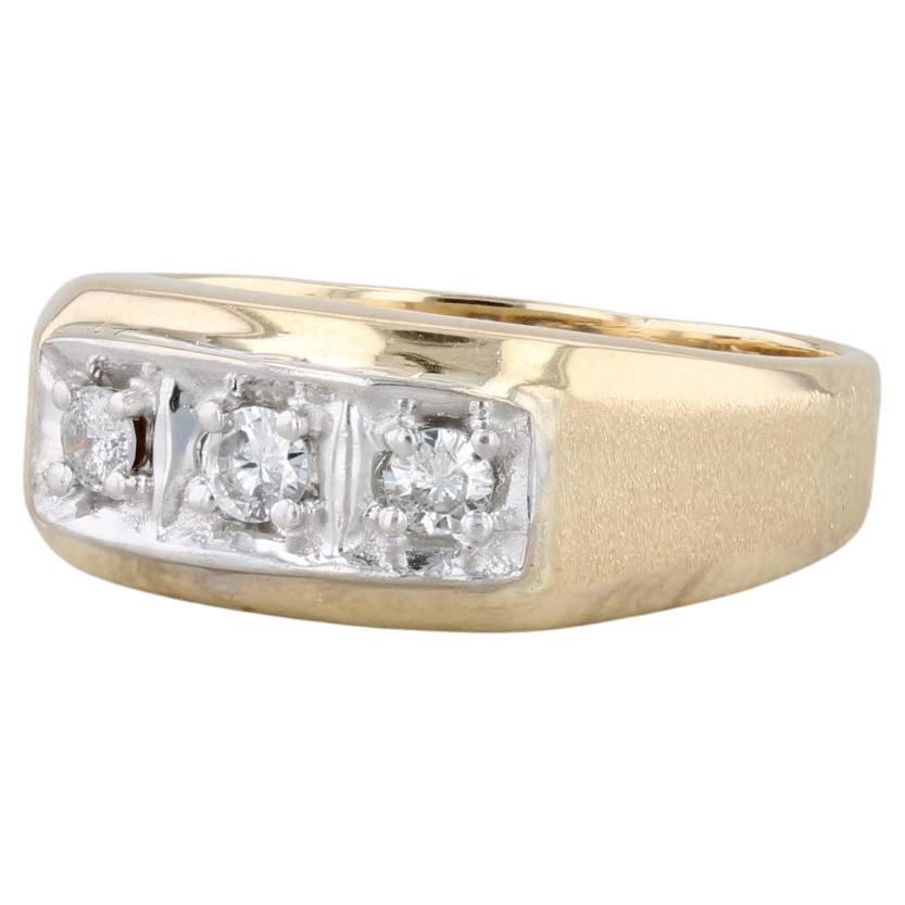 Bague de mariage vintage en or jaune 14 carats avec diamant 0,15 carat, taille 8,5 en vente
