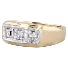 Bague de mariage vintage en or jaune 14 carats avec diamant 0,15 carat, taille 8,5