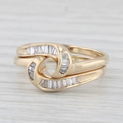 0.15ctw Diamond Ring Jackets Guards 14k Yellow Gold Wedding Bands Size 5.75