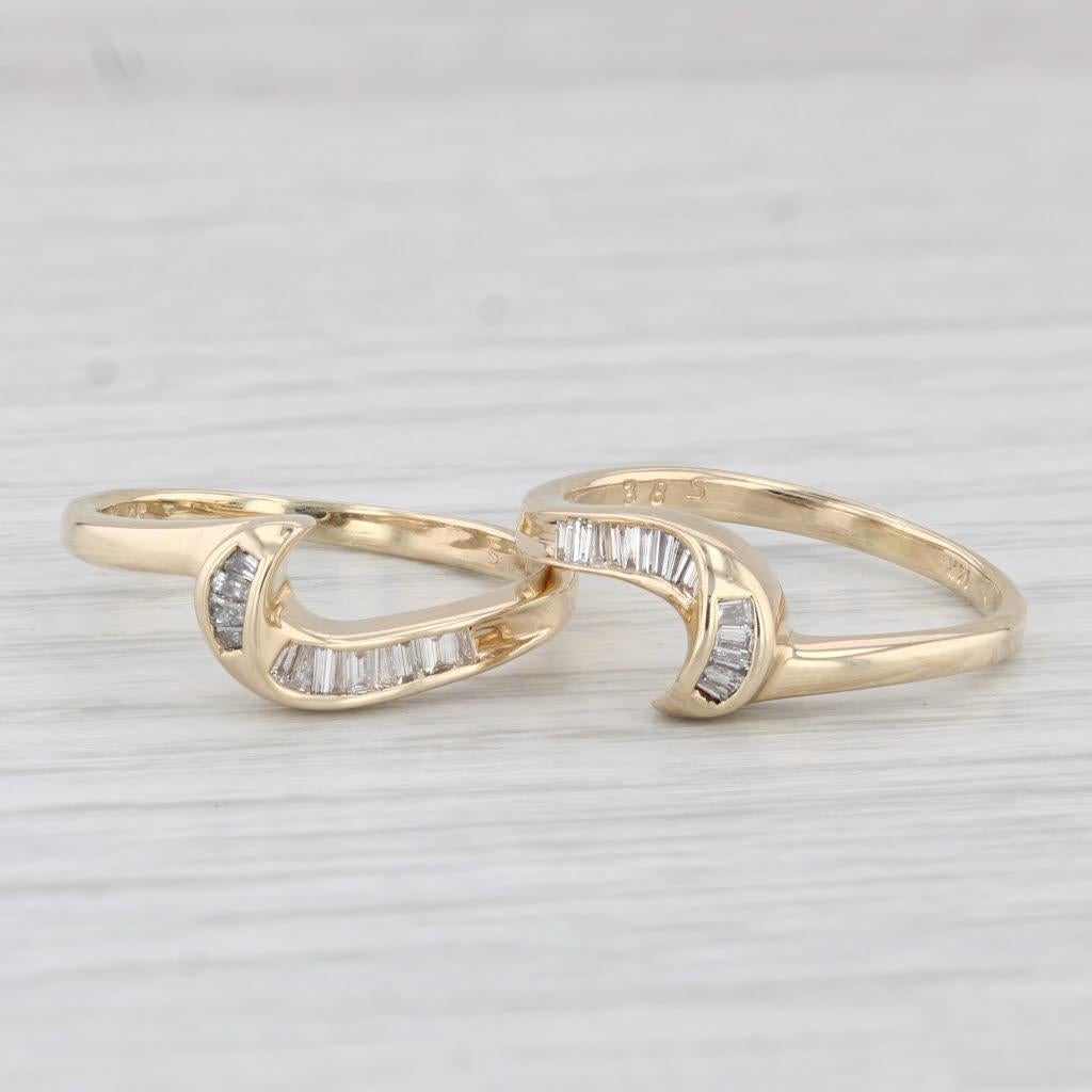 0,15 Karat Diamant Ring Jacken Guards 14k Gelbgold Ehering Größe 5,75 (Baguetteschliff) im Angebot
