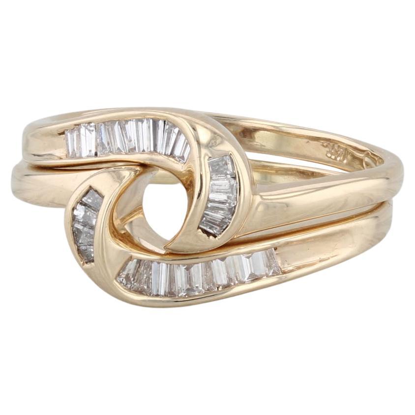 0.15ctw Diamond Ring Jackets Guards 14k Yellow Gold Wedding Bands Size 5.75 For Sale