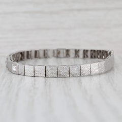 0.15ctw Diamond Square Link Bracelet 18k White Gold 6.75" 4.5mm