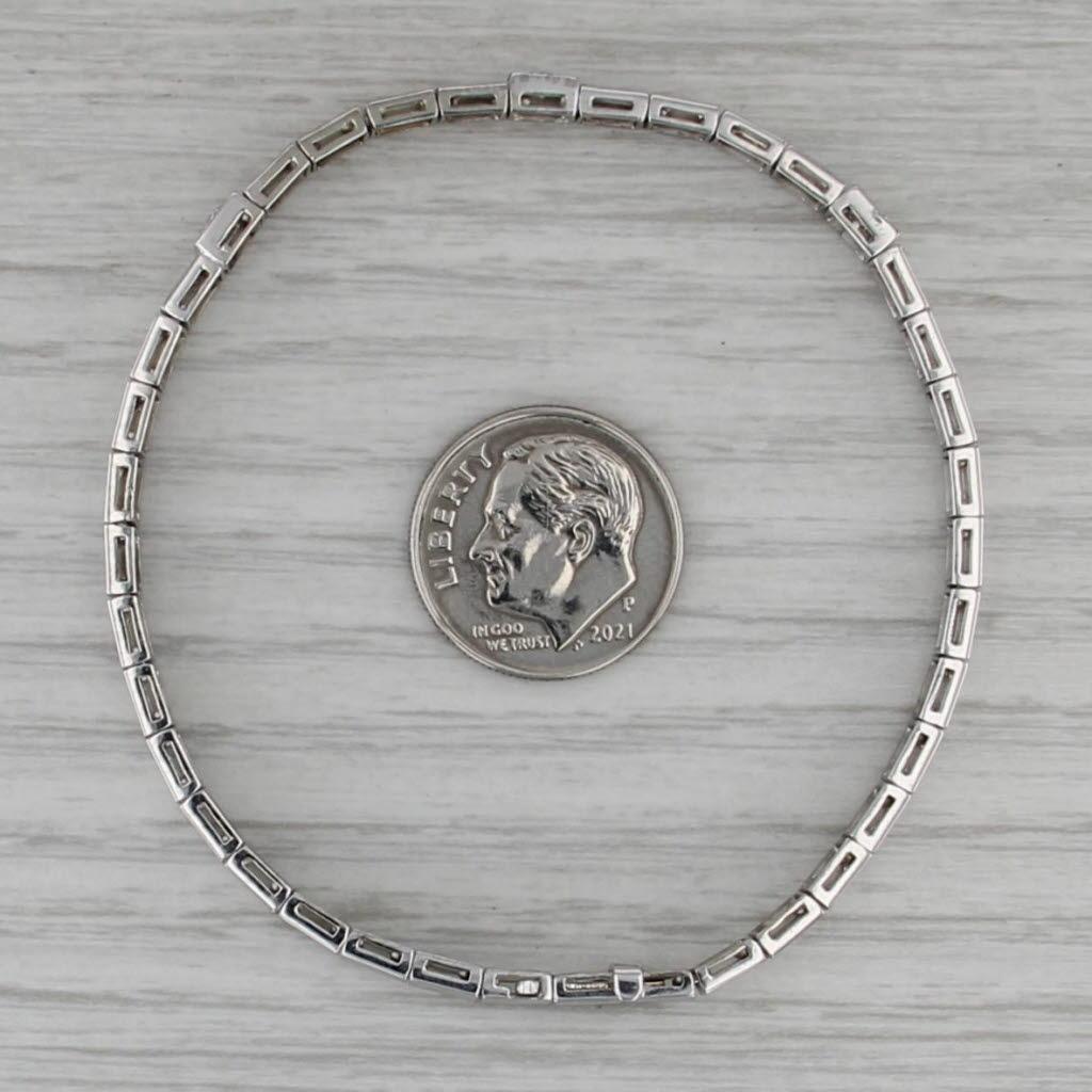 Bracciale a maglie quadrate con diamanti da 0,15ctw in oro bianco 18k 6,75